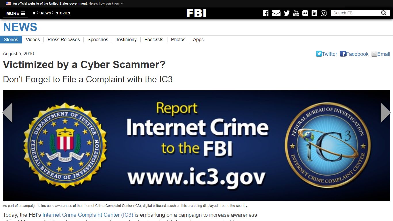 File Cyber Scam Complaints with the IC3 — FBI