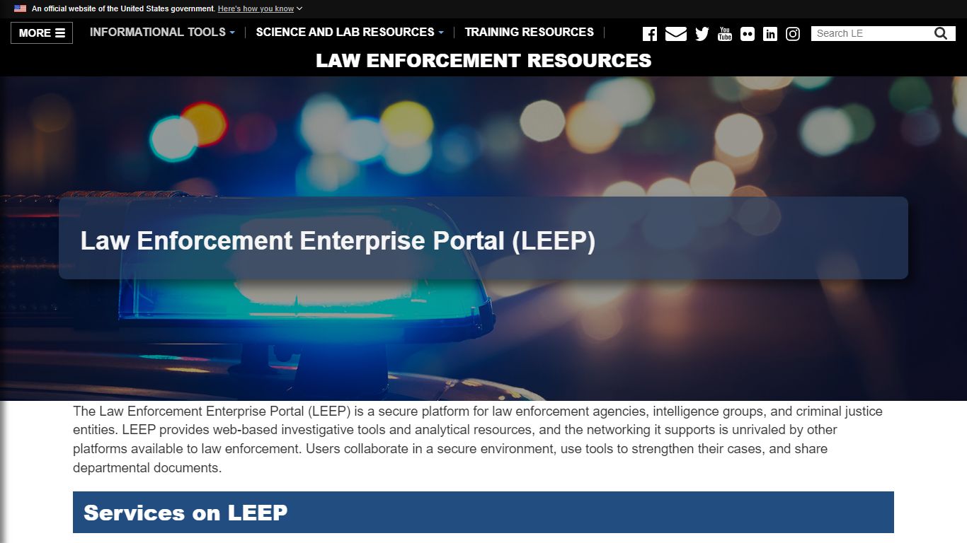 Law Enforcement Enterprise Portal (LEEP) — LE