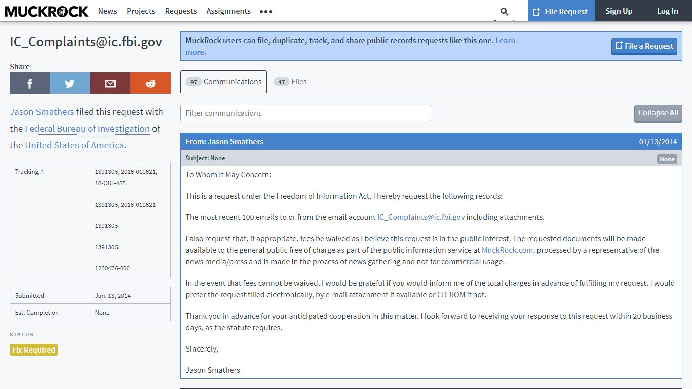 IC_Complaints@ic.fbi.gov • MuckRock